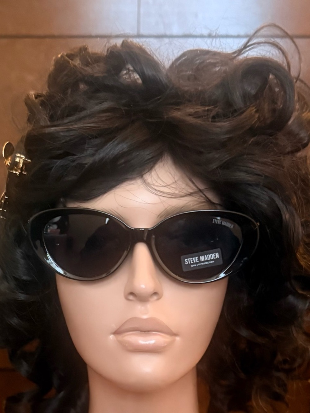 Steve Madden Black Cat-Eye Sunglasses with Dark Lenses